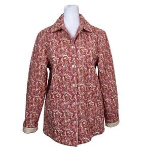 Laura Ashley Sz S Quilted Cotton Button Front Overcoat Jacket Shabby Chic Floral